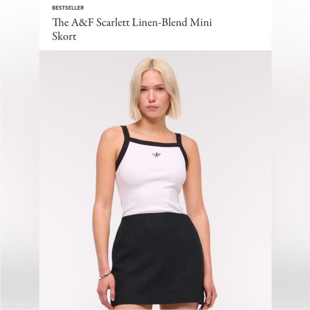 Abercrombie Black Linen Mini Skort